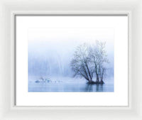 Blue Winter Fog on the River - Framed Print