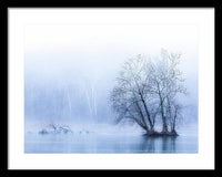 Blue Winter Fog on the River - Framed Print