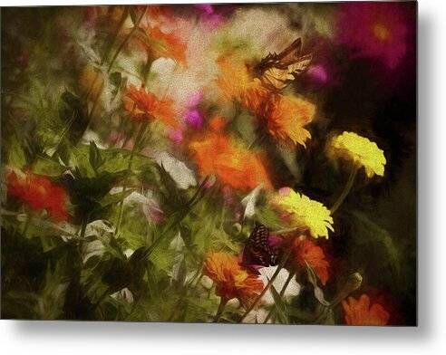 Butterflies in the Garden - Metal Print