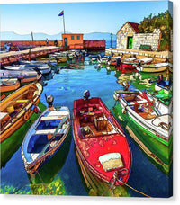 Calm Harbor in Croatia - Canvas Print