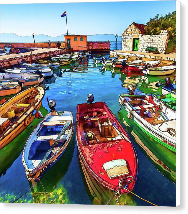 Calm Harbor in Croatia - Canvas Print