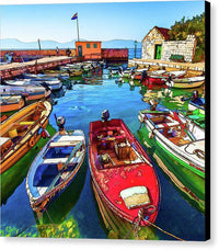 Calm Harbor in Croatia - Canvas Print