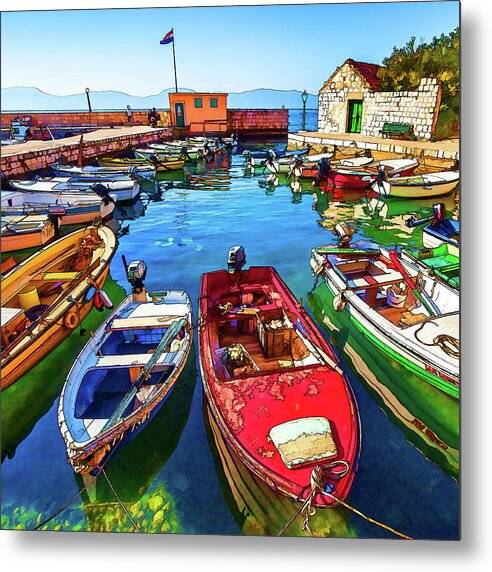 Calm Harbor in Croatia - Metal Print