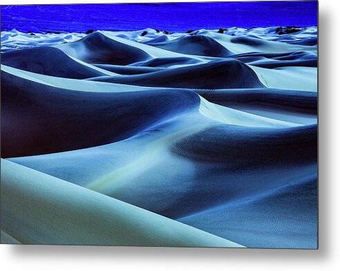 Death Valley Moonlight Dunescape - Metal Print