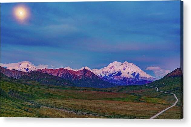 Denali Bathed in Moonlight - Acrylic Print