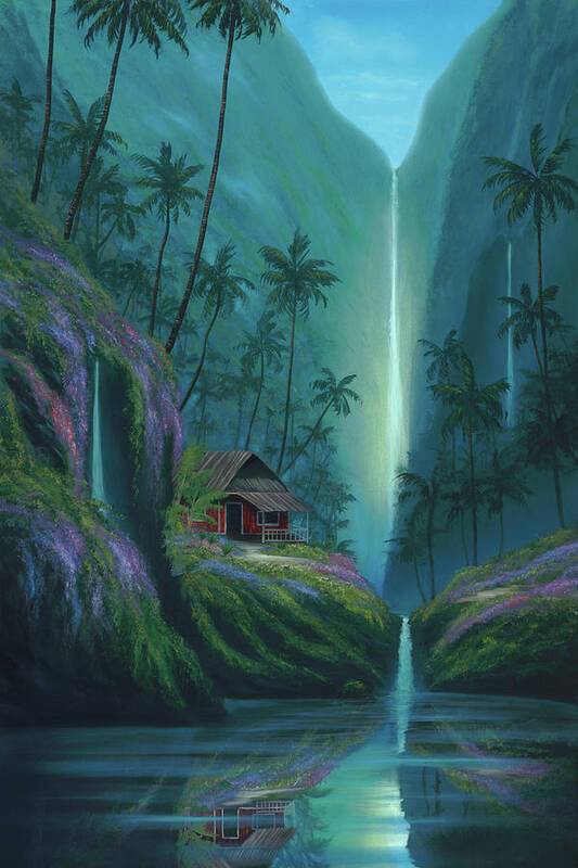 Enchanted Tropical Waterfall - Art Print Art Print 1ArtCollection
