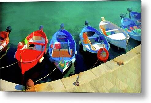 Fishing Boats on the Cinque terra - Metal Print Metal Print 1ArtCollection