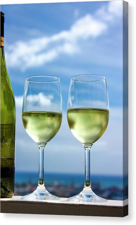 Glasses of white wine - Canvas Print