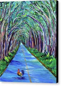 Kauai Tree Tunnel with Rooster - Canvas Print Canvas Print 1ArtCollection