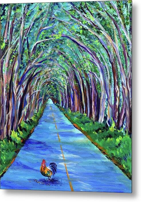 Kauai Tree Tunnel with Rooster - Metal Print Metal Print 1ArtCollection