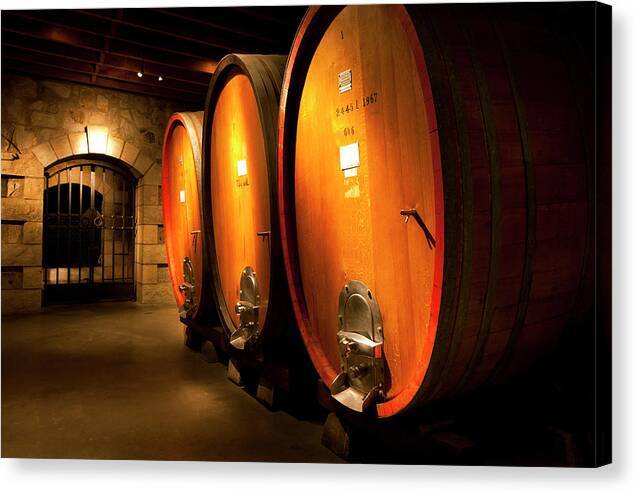 Oak wine casks in wine cellar - Canvas Print Canvas Print 1ArtCollection