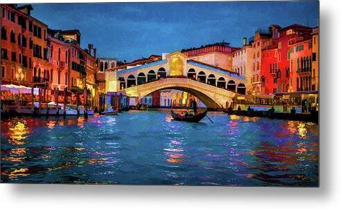 Ponte di Rialto Twilight - Metal Print