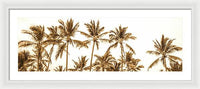 Sepia Palm Grove Panorama - Framed Print