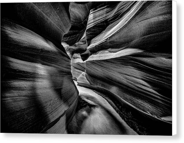 Slot canyon cavern BW - Canvas Print