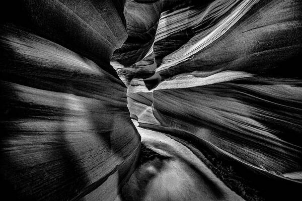 Slot canyon cavern BW - Art Print