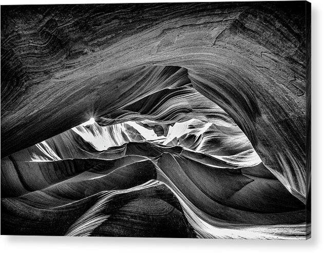 Slot canyon cavern BW - Metal Print