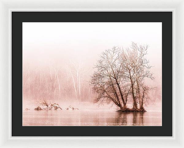 Winter Fog on the River - Sepia - Framed Print