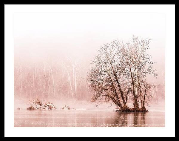 Winter Fog on the River - Sepia - Framed Print