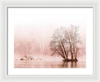 Winter Fog on the River - Sepia - Framed Print