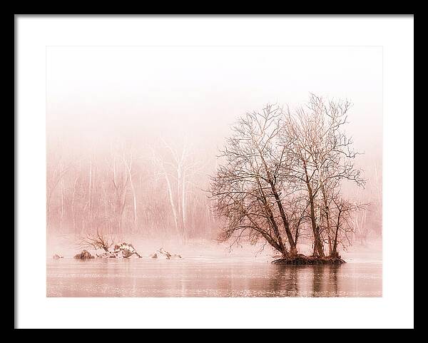 Winter Fog on the River - Sepia - Framed Print