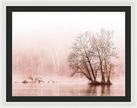 Winter Fog on the River - Sepia - Framed Print