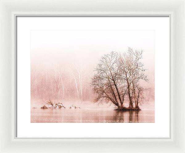 Winter Fog on the River - Sepia - Framed Print