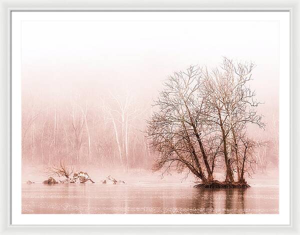 Winter Fog on the River - Sepia - Framed Print