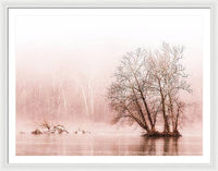 Winter Fog on the River - Sepia - Framed Print