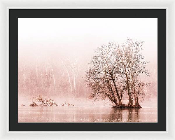 Winter Fog on the River - Sepia - Framed Print