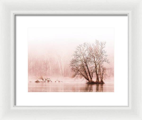 Winter Fog on the River - Sepia - Framed Print