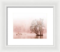 Winter Fog on the River - Sepia - Framed Print