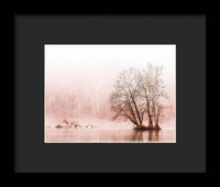 Winter Fog on the River - Sepia - Framed Print