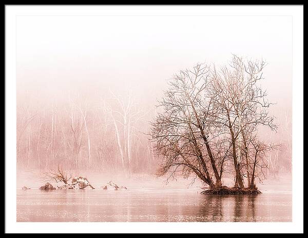 Winter Fog on the River - Sepia - Framed Print