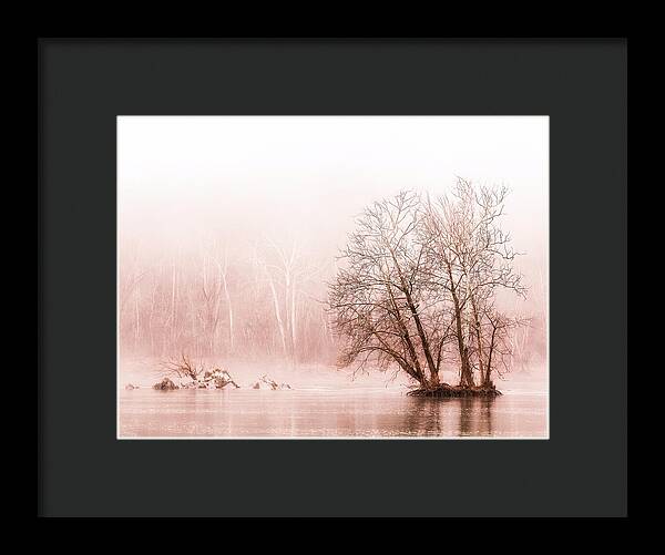 Winter Fog on the River - Sepia - Framed Print