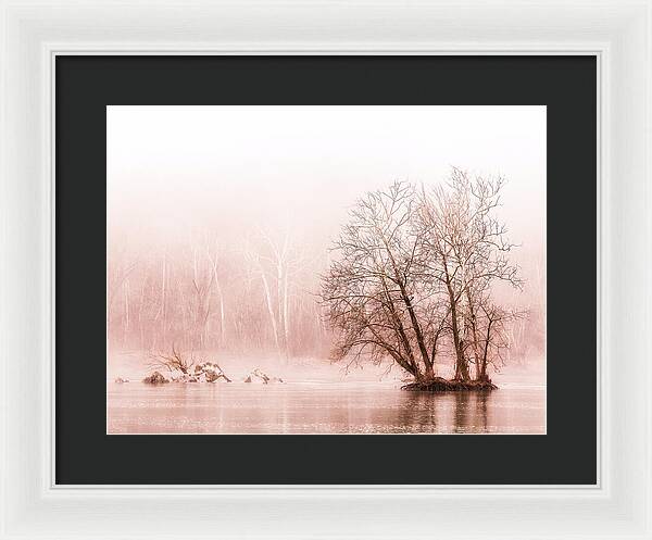 Winter Fog on the River - Sepia - Framed Print