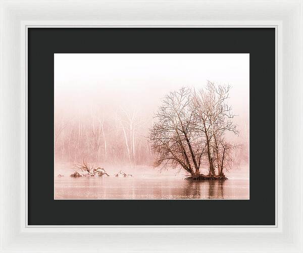 Winter Fog on the River - Sepia - Framed Print