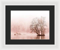 Winter Fog on the River - Sepia - Framed Print