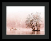 Winter Fog on the River - Sepia - Framed Print