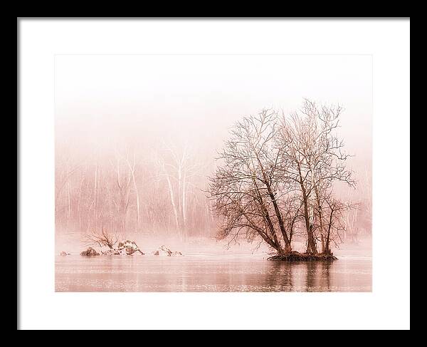 Winter Fog on the River - Sepia - Framed Print