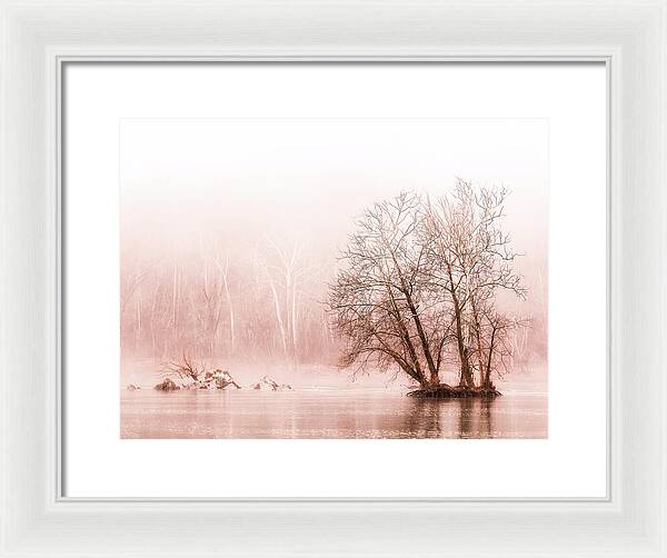 Winter Fog on the River - Sepia - Framed Print