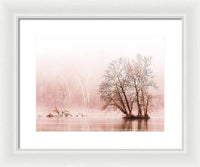 Winter Fog on the River - Sepia - Framed Print