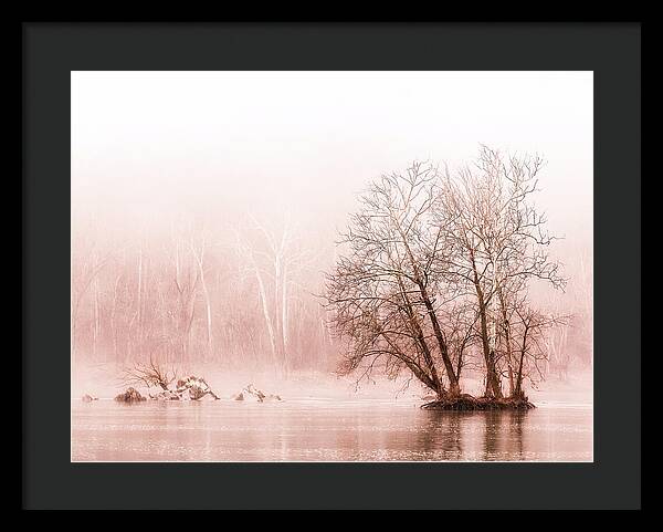 Winter Fog on the River - Sepia - Framed Print