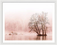 Winter Fog on the River - Sepia - Framed Print