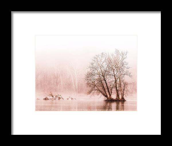 Winter Fog on the River - Sepia - Framed Print