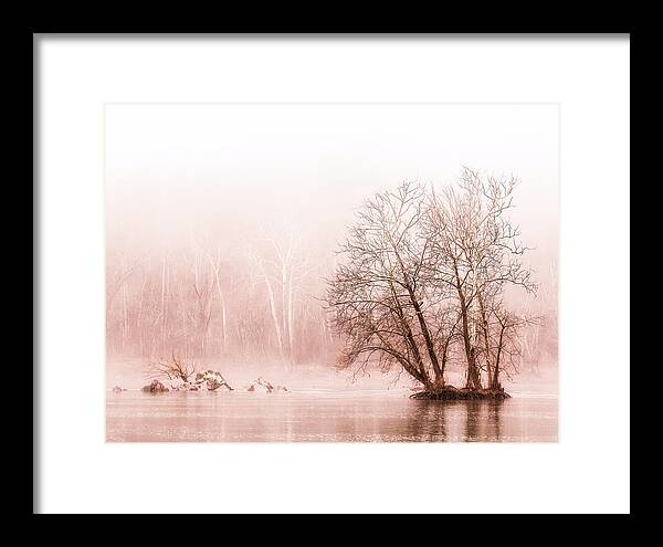 Winter Fog on the River - Sepia - Framed Print