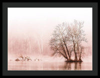 Winter Fog on the River - Sepia - Framed Print