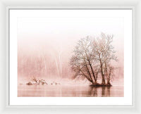 Winter Fog on the River - Sepia - Framed Print