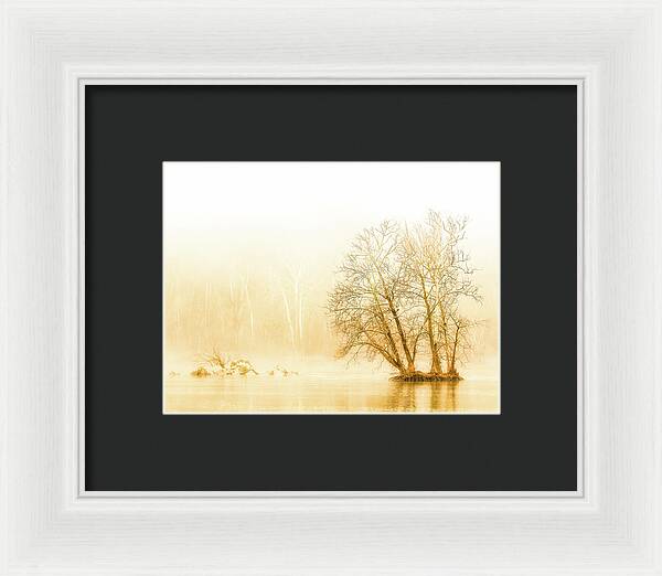 Winter Morning Fog on the River - Gold - Framed Print