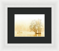 Winter Morning Fog on the River - Gold - Framed Print