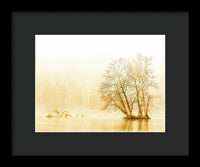 Winter Morning Fog on the River - Gold - Framed Print